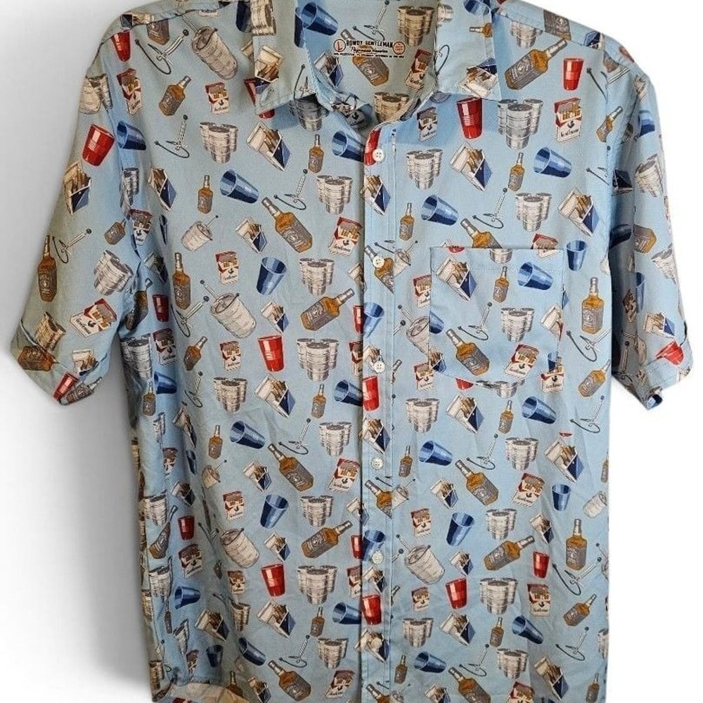 Rowdy Gentleman Blue Bad Advice Performance Hawaiian Shirt Size L